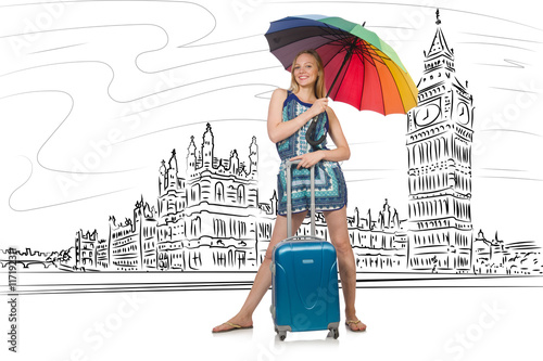 Young woman travelling to London in UK