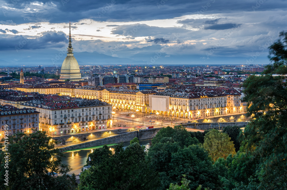 Torino panorama at twilight