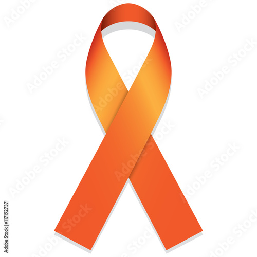 Icon symbol of the fight and awareness, orange ribbon
