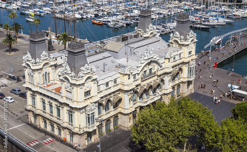 Aerial view of the port Vell in Barcelona photo
