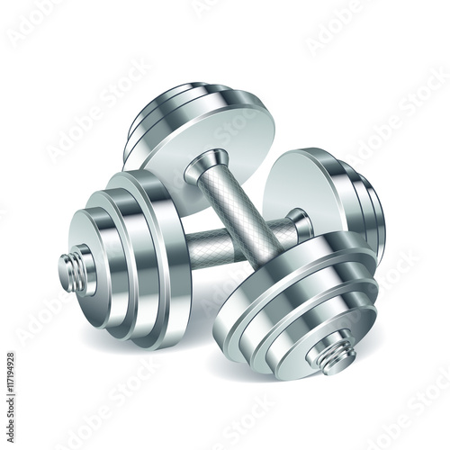 Metal realistic dumbbells
