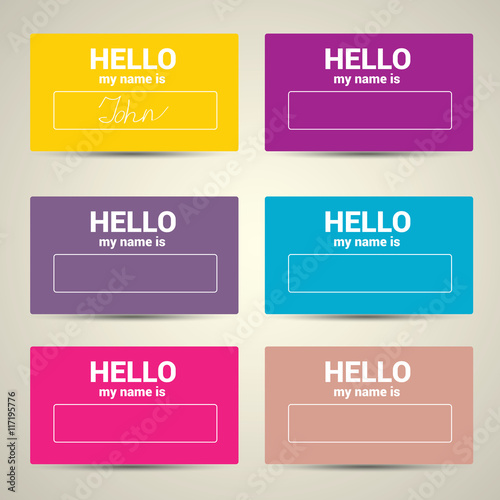 Hello My Name Is. Name Tag Set.