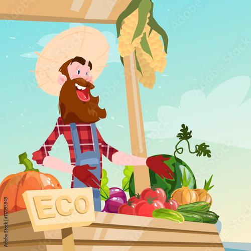 Farm Market Organic Eco Fruits Vegetables Grocery