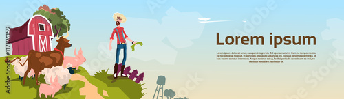 Farmer Breeding Animals Farmland Background