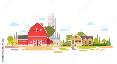 Big Farm With House, Farmland Countryside Landscape