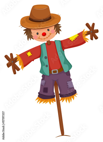 Scarecrow on wooden stick