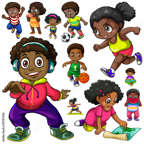 African American kids doing different things