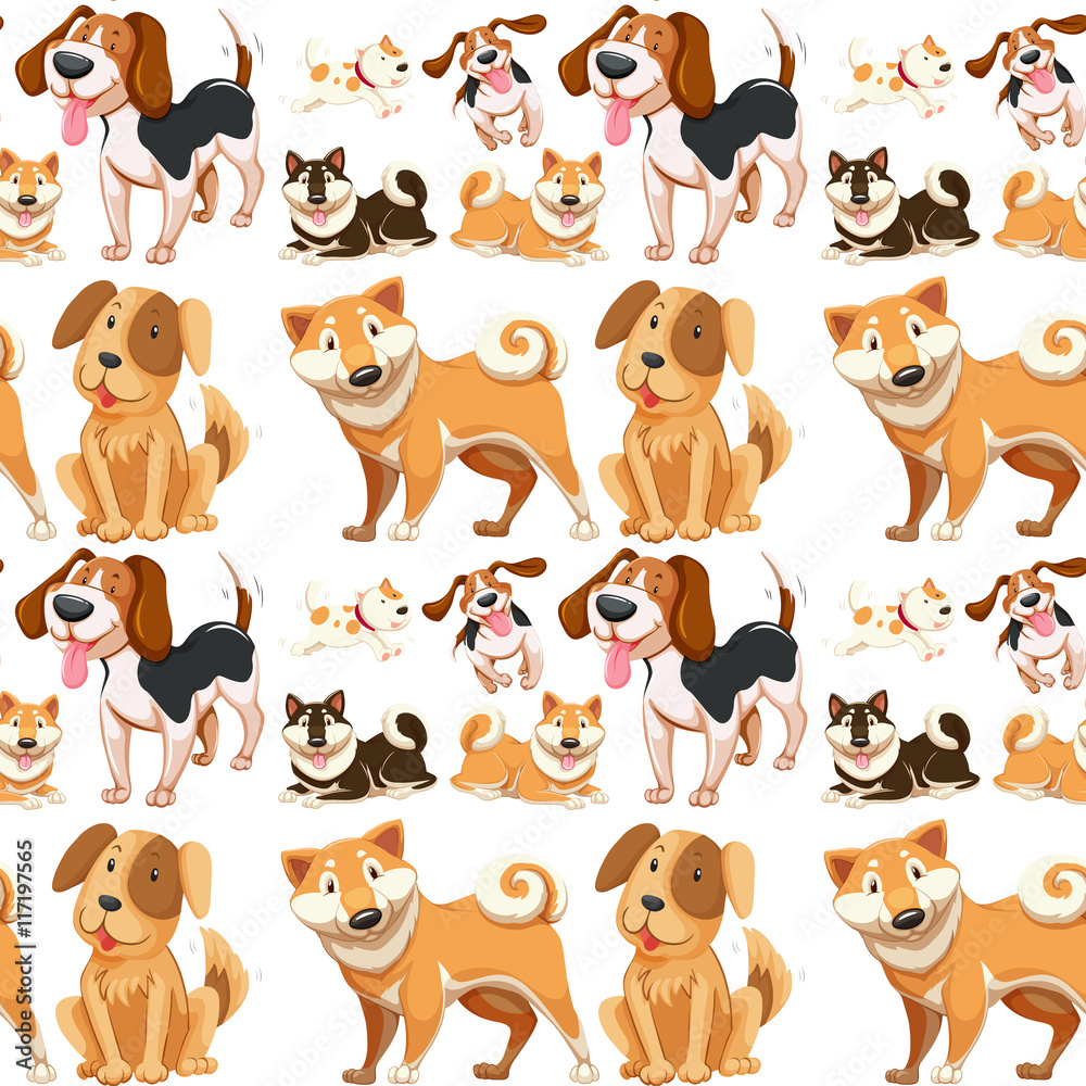 Seamless background with many dogs Seamless background with many dogs