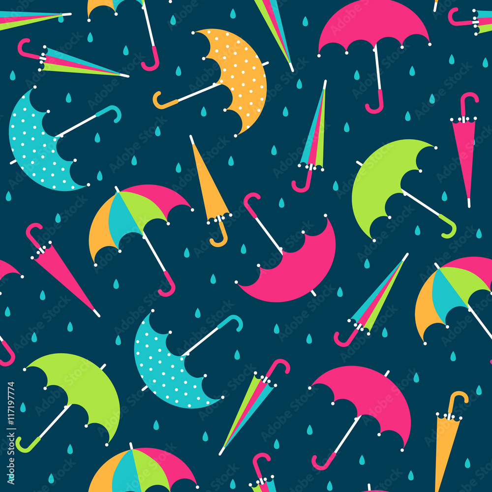 Umbrellas seamless pattern. Vector illustration   
