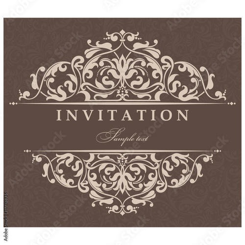 Wedding Invitation cards in an old-style beige and brown.