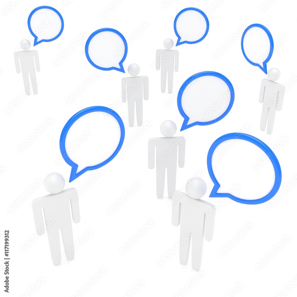 people with talk bubbles isolated over a white background. 3d rendering. people with talk bubbles isolated over a white background. 3d rendering.