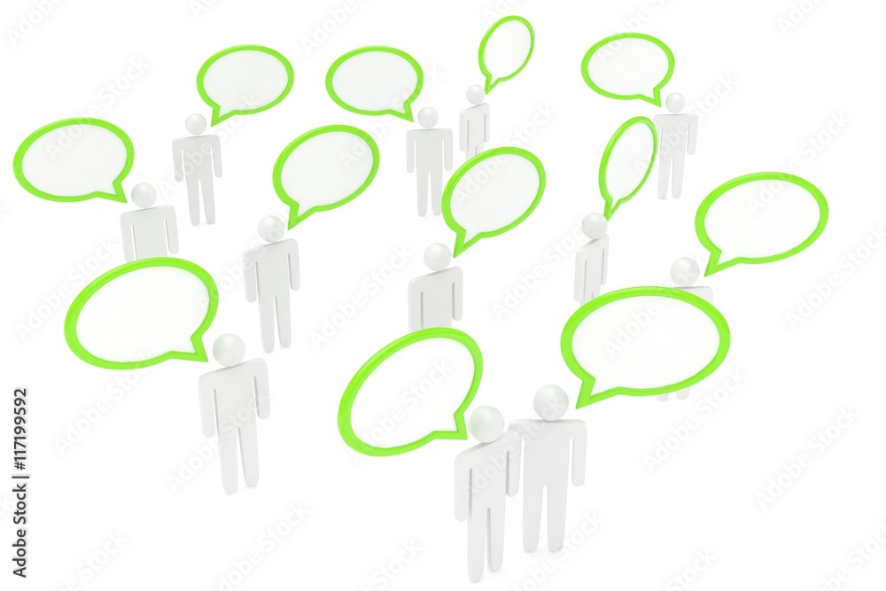 people with talk bubbles isolated over a white background. 3d rendering. people with talk bubbles isolated over a white background. 3d rendering.