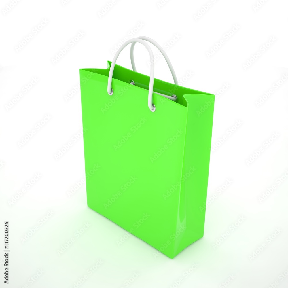 Paper Shopping Bag isolated on white background. 3d rendering. Paper Shopping Bag isolated on white background. 3d rendering.