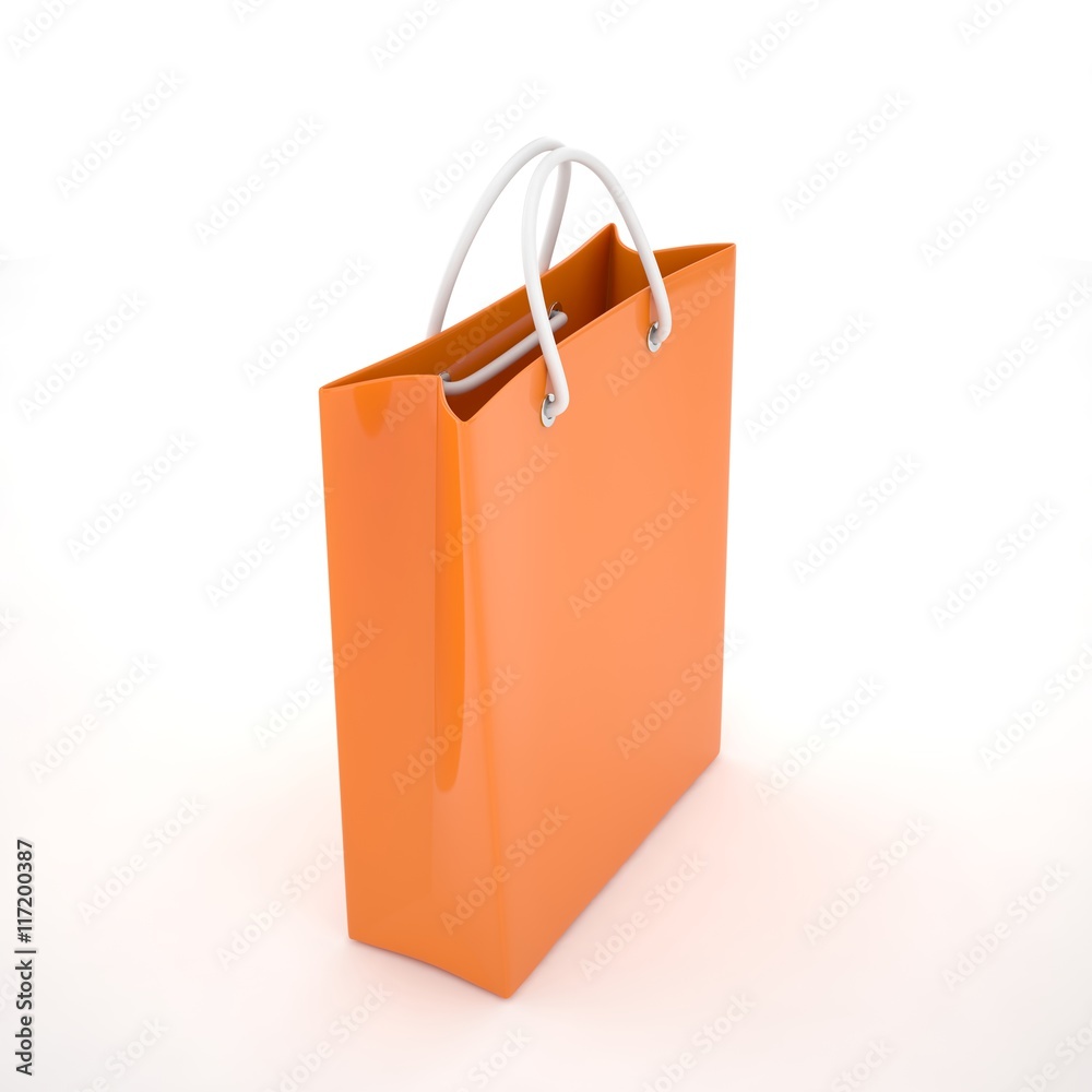 Paper Shopping Bag isolated on white background. 3d rendering. Paper Shopping Bag isolated on white background. 3d rendering.