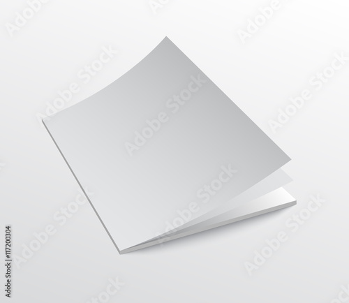 Brochure cover mockup with open moving pages.