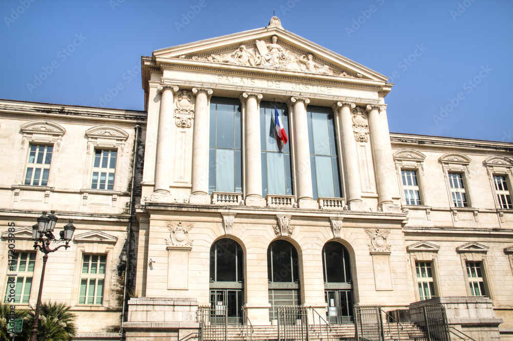 Facade of the historic plalais de justice in Nice in France
