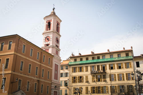 Facades of a church in Nice on the French Riviera 