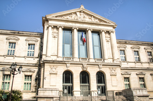 Facade of the historic plalais de justice in Nice in France 