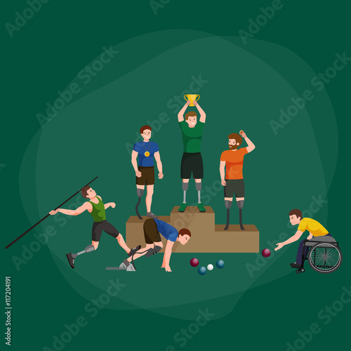 disabled athlete with prosthesis isolated concept, sport for people with prosthesis, physical activity and competition for invalid
