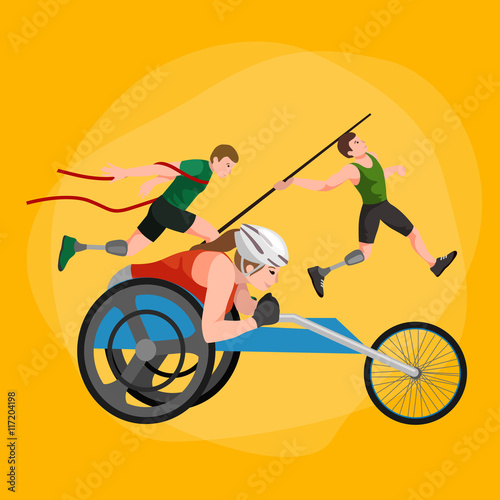 disabled athlete with prosthesis isolated concept, sport for people with prosthesis, physical activity and competition for invalid