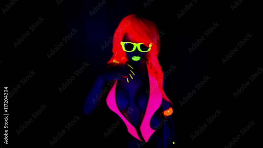 disco gogo dancer in glow UV costume disco gogo dancer in glow UV costume