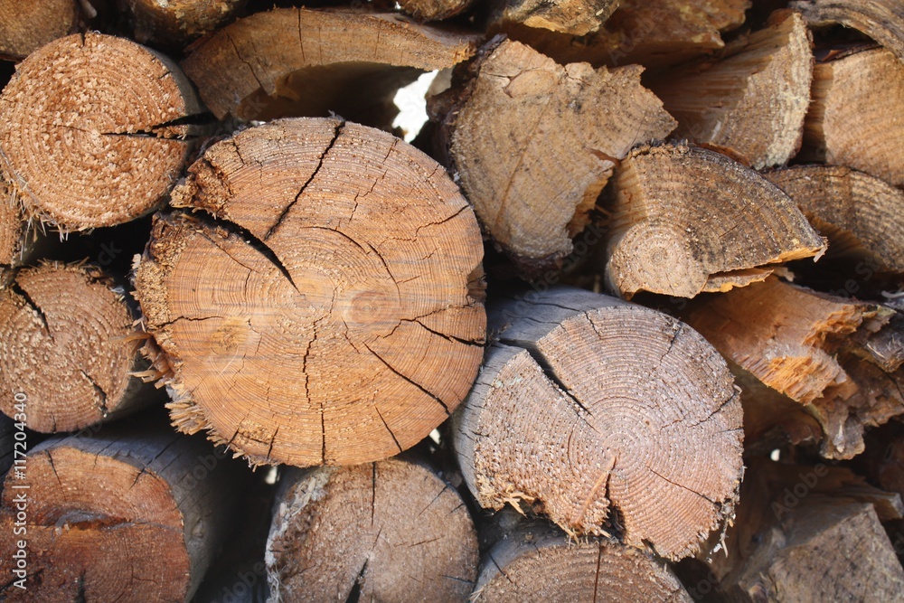 Naturally chaotic aged stacked wood or log Naturally chaotic aged stacked wood or log