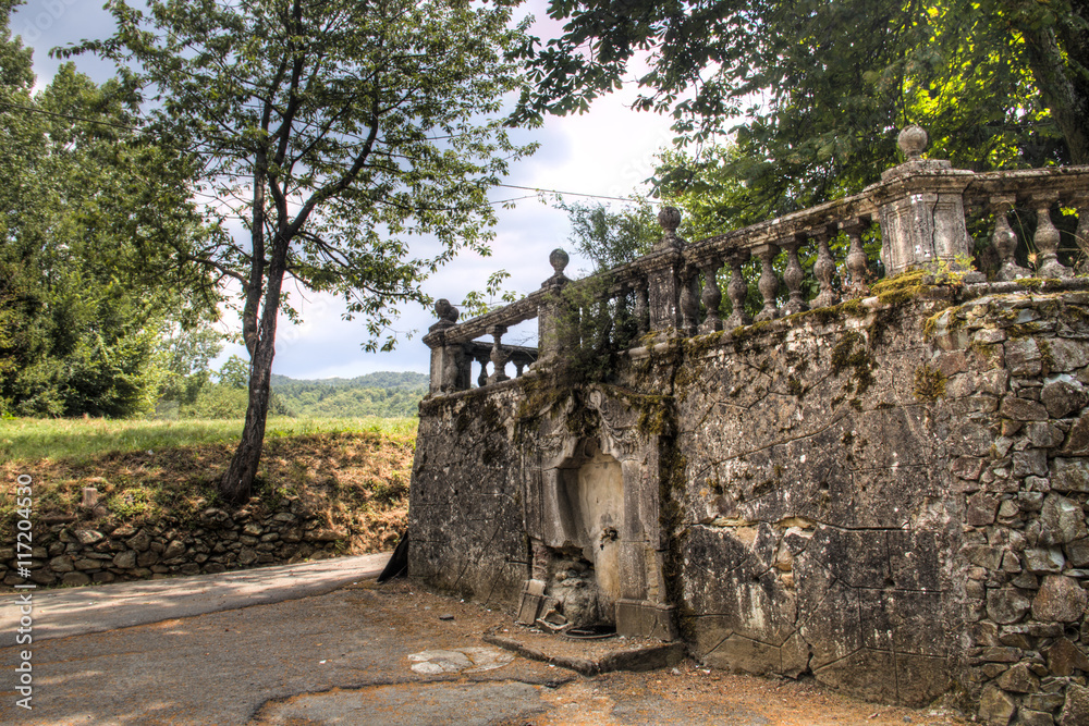 Water source in the small mountain village Sassello in the north of Italy
