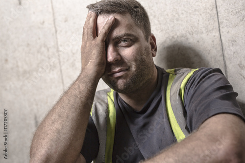 stressed man. emotion portrait worker photo