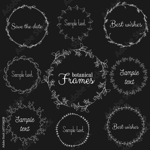 Vector set of herbal frames. Hand drawn design elements.