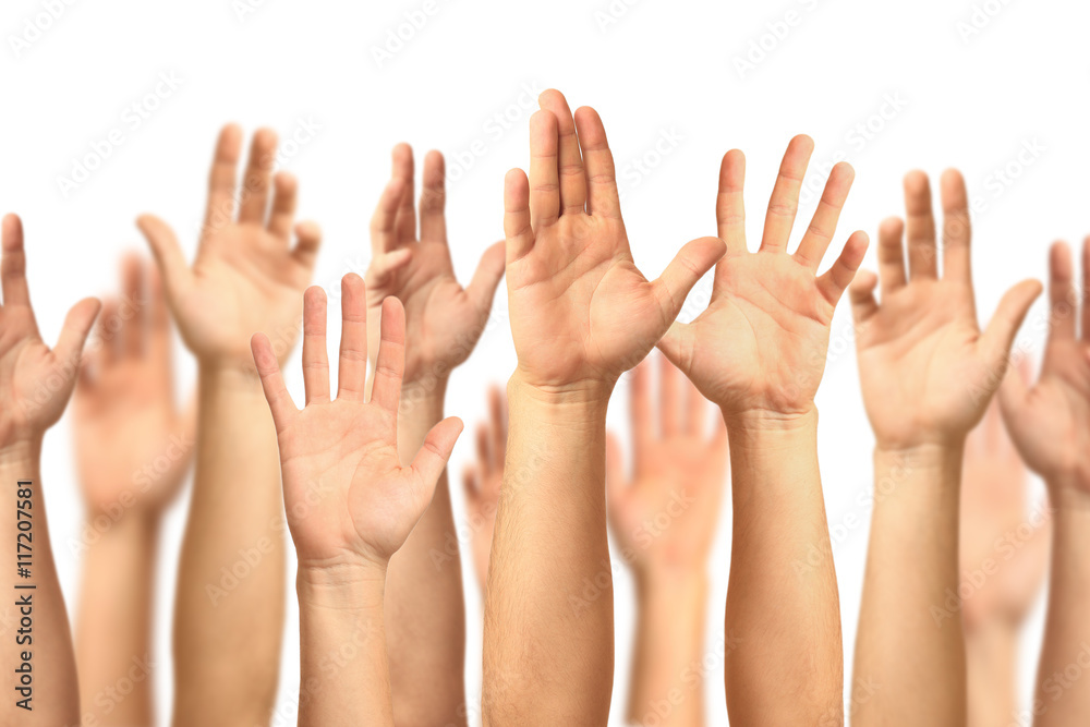 Hands up isolated on white background Hands up isolated on white background