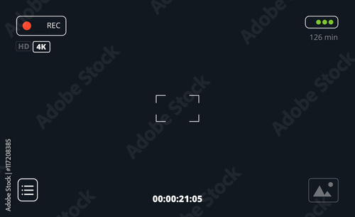 Video or photo camera viewfinder recording interface. Vector focusing screen