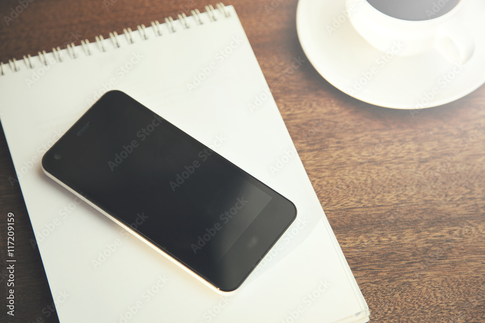 coffee,notepad and phone coffee,notepad and phone