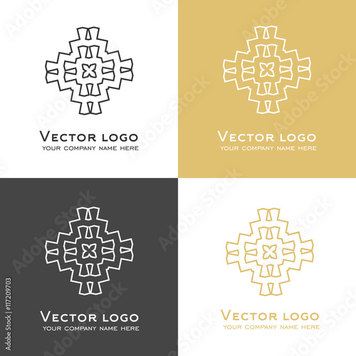 Set of vector abstract geometric logo. Celtic, arabic style. Sacred geometry icon. Brand Identity