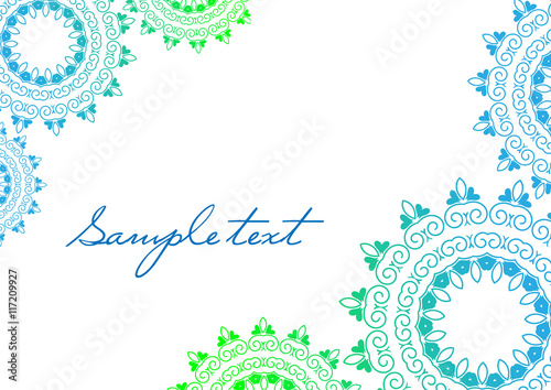 Background mandala vector in green and blue colors.