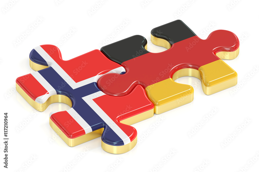Germany and Norway puzzles from flags, 3D rendering Germany and Norway puzzles from flags, 3D rendering