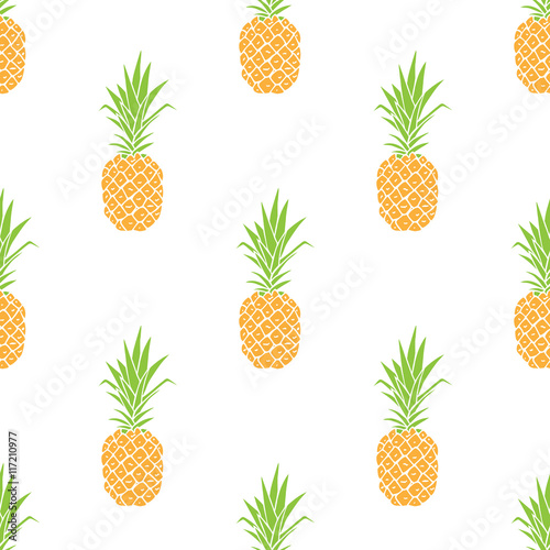 Vector seamless pattern with pineapple. Summer background.