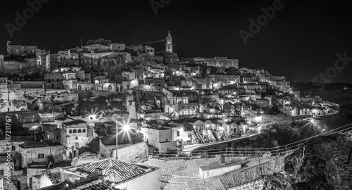 Panoramic nocturnal view of Matera, Italy © enolabrain