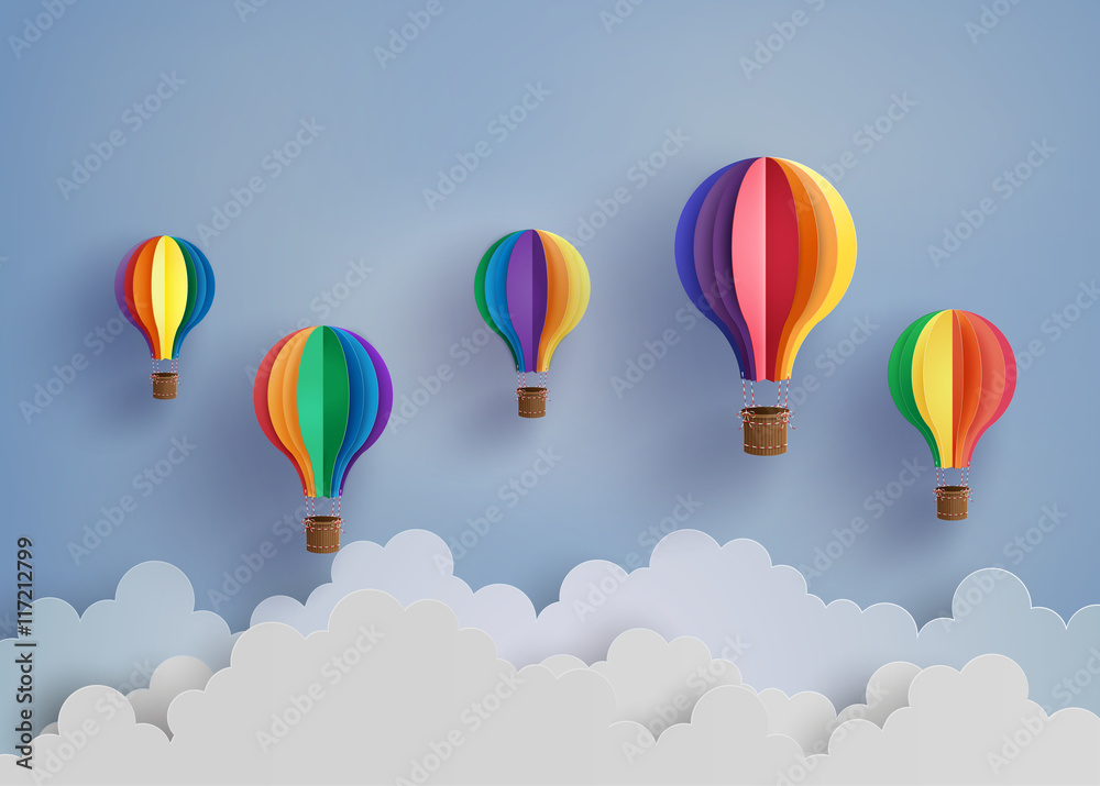 Obraz premium Colorful Hot Air Balloons Floating in the Blue Sky