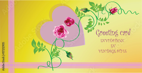 Pink heart (Valentine). Greeting card.