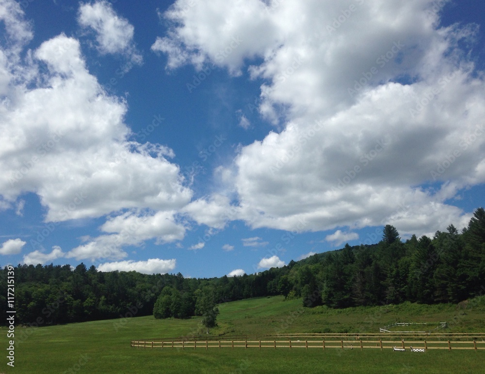 scenic view of rural Vermont on a sunny summer day