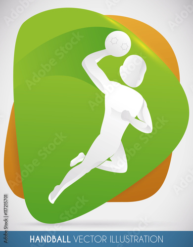 Handball Player Doing his Best Goal, Vector Illustration