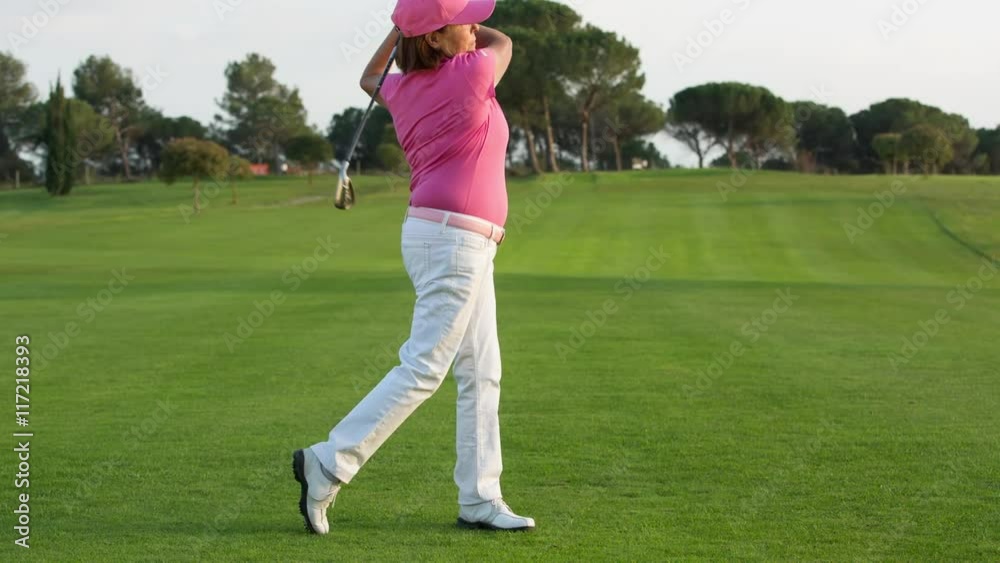 beautiful senior female golf player golf course beautiful senior female golf player golf course