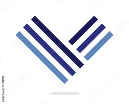 Blue letter V logo. Design element. Isolated on white background