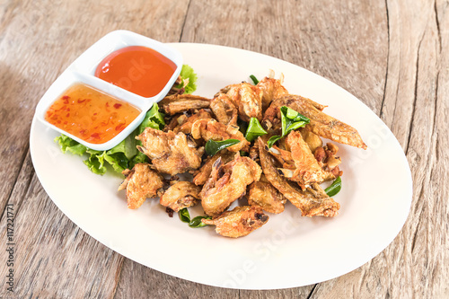 Top view Deep fried chicken wings