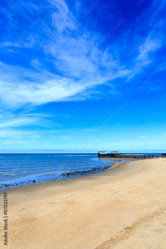 Sea beach with blue sky