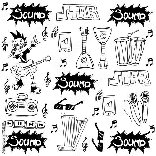 Doodle of music tools collection stock