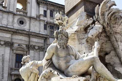 Close up statue at Piazzo Navona in Rome photo