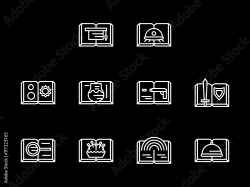 Category of stories white line vector icons