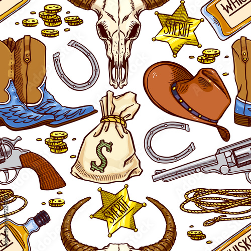 colorful seamless cowboy accessories