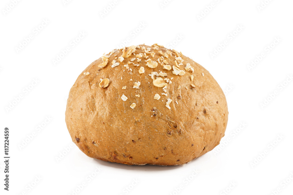 Fresh Muesli Bun Isolated, White Background Fresh Muesli Bun Isolated, White Background
